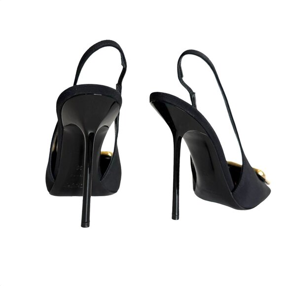 Saint Laurent Brown Satin Heels - Picture 6 of 8